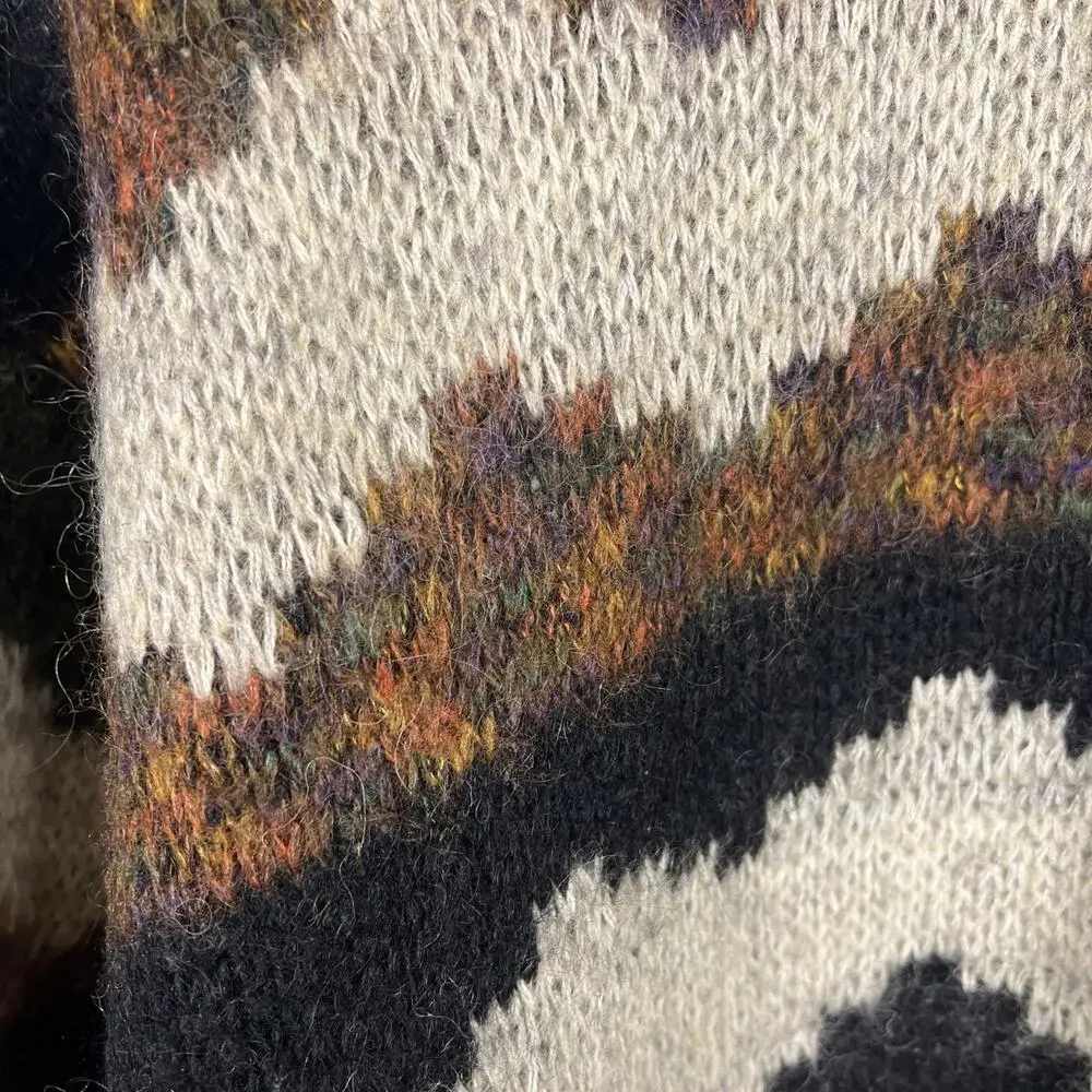 Vintage Zinia JK Narang Sz 38 Medium Mohair Blend‎ Geometric 80s Chunky Sweater
